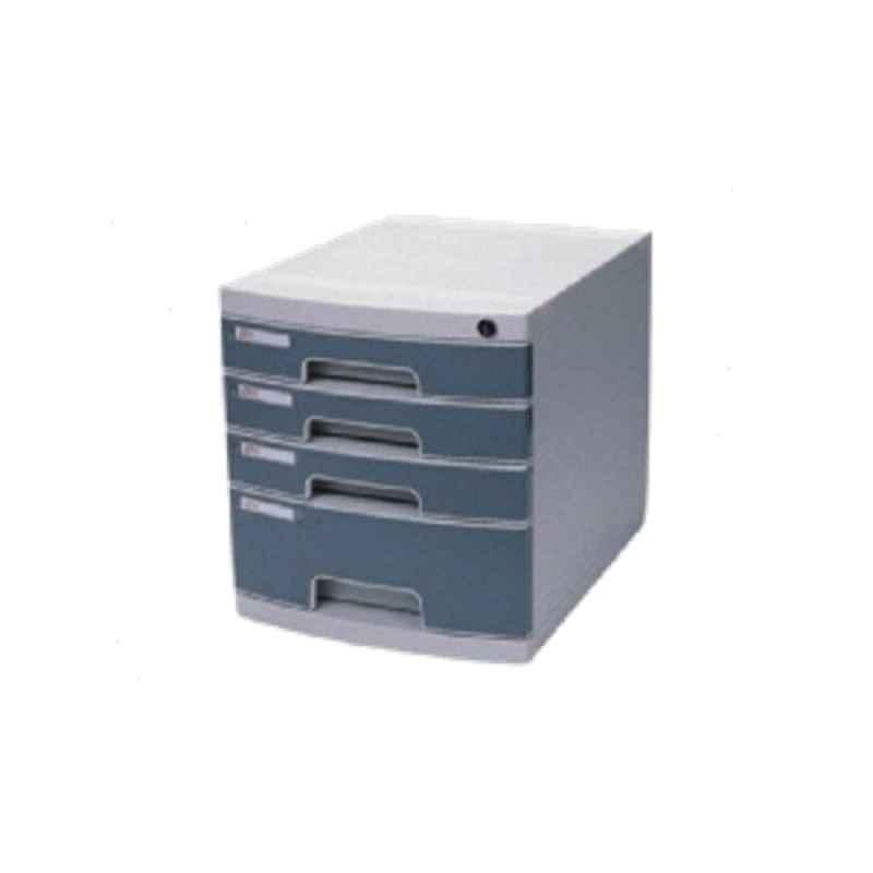 Deli 4 Drawer Grey Plastic Cabinet with Lock in Front