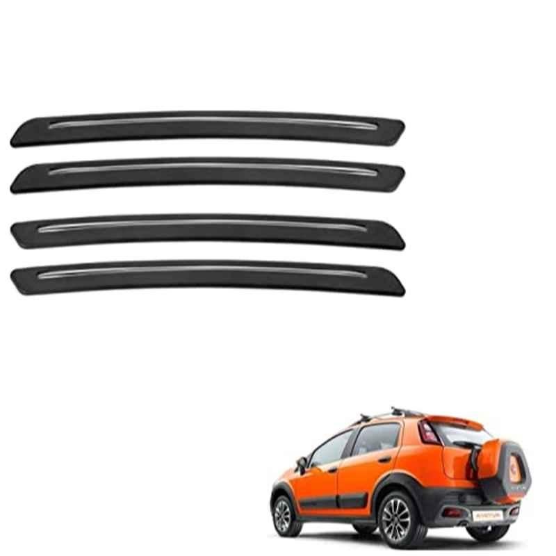 Kozdiko 4 Pcs Rubber Black Car Bumper Protector Set with Chrome Strip for Fiat Avventura