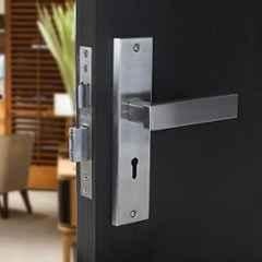 Handle Waala LB1007 8 inch Stainless Steel Silver Ky Plate Mortise Door Lock Set