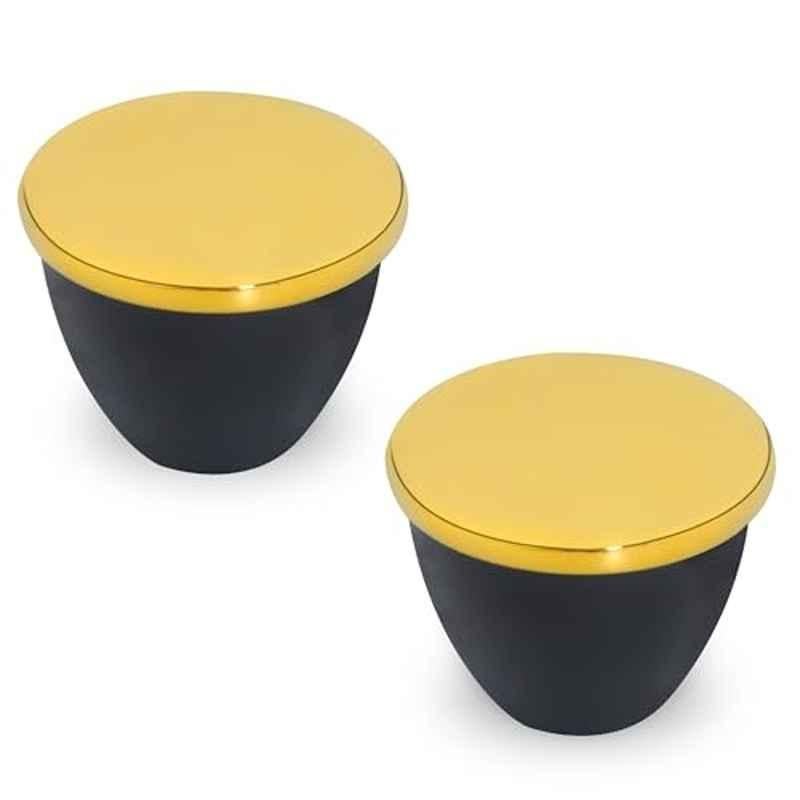 Plantex Knobs for Drawer/Drawer Knobs/Knobs for Cabinets/Pull-Push Knobs for Kitchen/Bedroom Drawer (Pack of 2) Gold & Black