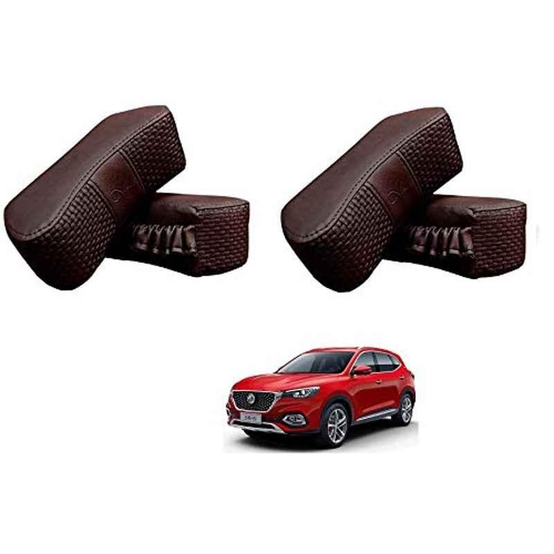 Kozdiko 4 Pcs CV Designer Cola Leatherite Neck Rest Car Cushion Pillow Set for MG Hector