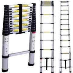 Pro Step 9 Step 8.5ft Aluminium Silver Foldable Telescopic Ladder with 2 Years Warranty, PSTL26-02