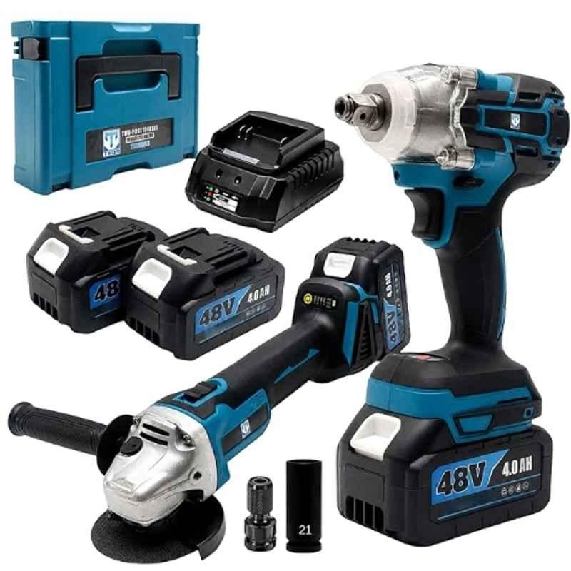 Thor 2 Pcs 48V Cordless Impact Wrench & Angle Grinder Combo with Batteries & Fast Charger, TH2COM71