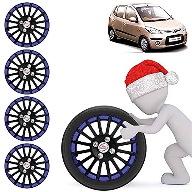 Auto Pearl 4 Pcs 13 inch ABS Black & Blue Car Wheel Cover Set for Hyundai i10 Type1