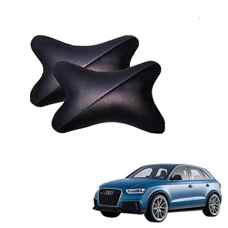 Kozdiko 2 Pcs Memory Foam Grey & Black Car Neck Rest Cushion Pillow Set for Audi Q3
