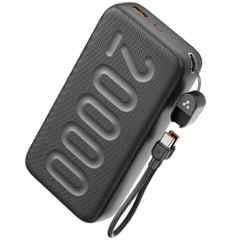Ambrane Stylo N20 20000mAh Black Fast Charging Power Bank with in-Built Cable