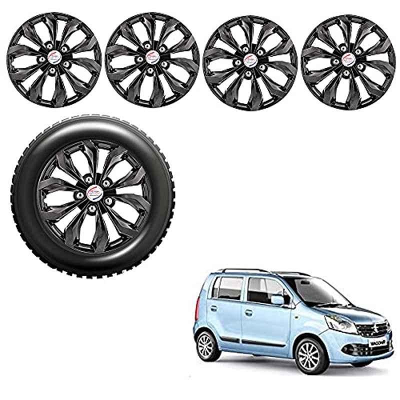 Auto Pearl 4 Pcs 13 inch ABS Black Press Type Car Wheel Cover Set with Retention Ring for Maruti Suzuki WagonR New