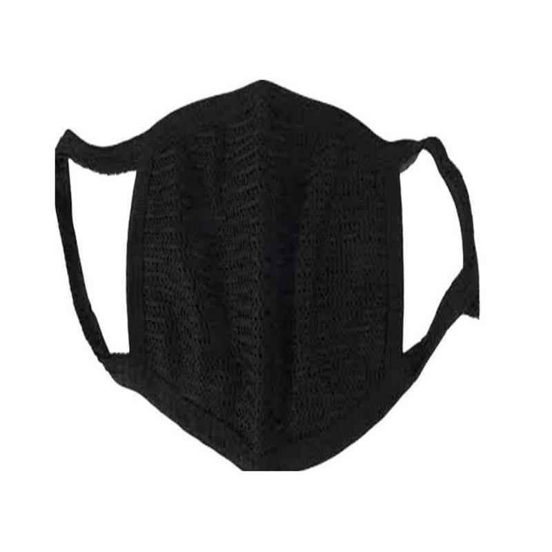 APS Polyester & Cotton Reusable, Washable & Dust Protection Dual Filter Black Face Mask, MX113A (Pack of 12)