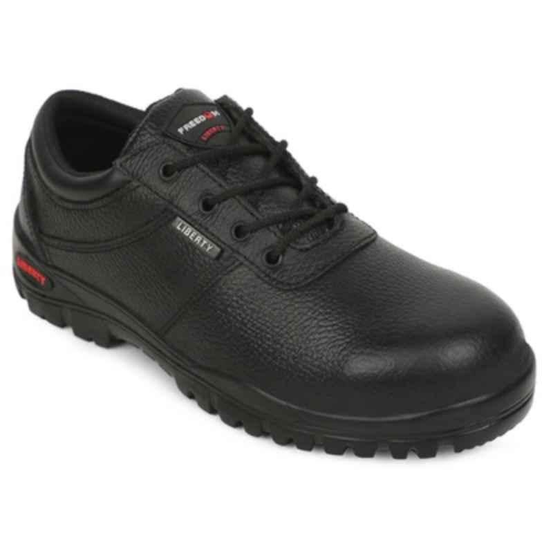 Liberty KAVACH-CL Buff Grain Barton Leather Steel Toe Black Safety Shoes, Size: 7