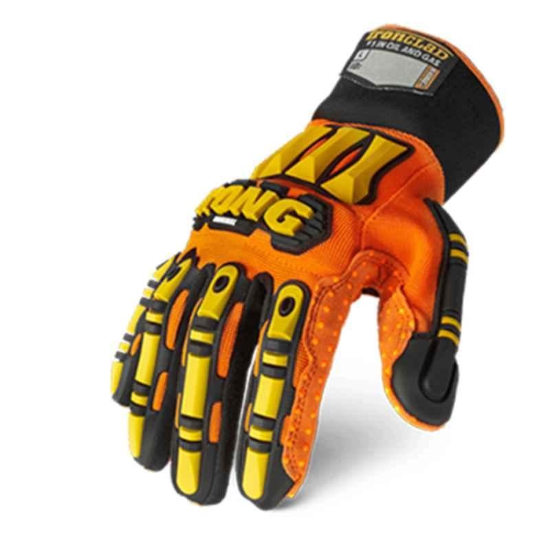 Kong Mechanic Original SDX2 Leather Orange & Black Safety Gloves, Size: L