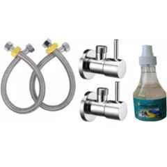 Senkiddpro Turbo 2 Pcs Stainless Steel Chrome Finish Angle Cock & Connection Pipe & Tap Shiner Combo