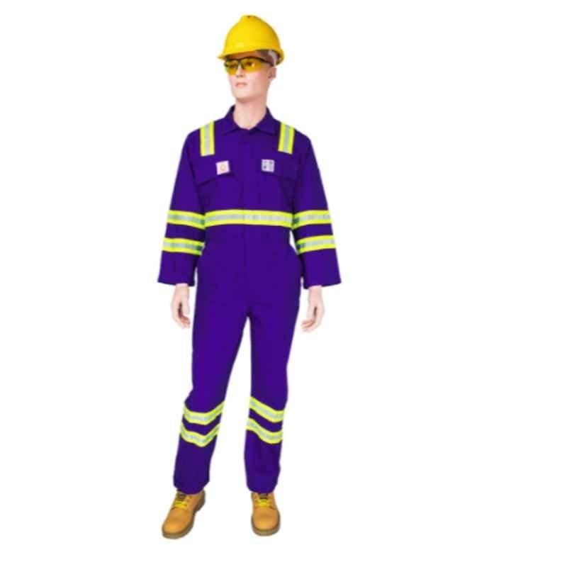 Empiral Safeguard Pro Royal Blue 260 GSM Cotton FR Coverall with 2 inches Dual Tone FR Reflective Tape, E310053201, Size: S