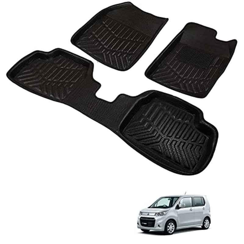 Kozdiko 3D Black Car Foot Mat Set for Maruti Suzuki Wagonr Stingray, dshbdhb60