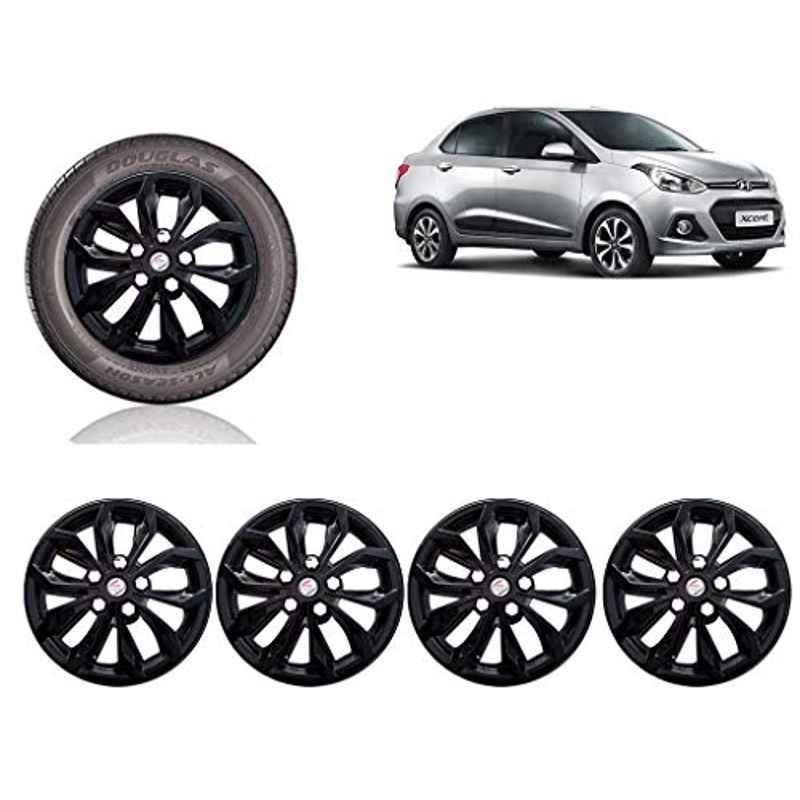 Auto Pearl 4 Pcs 14 inch ABS Black Car Wheel Cover Set for Hyundai Xcent2016