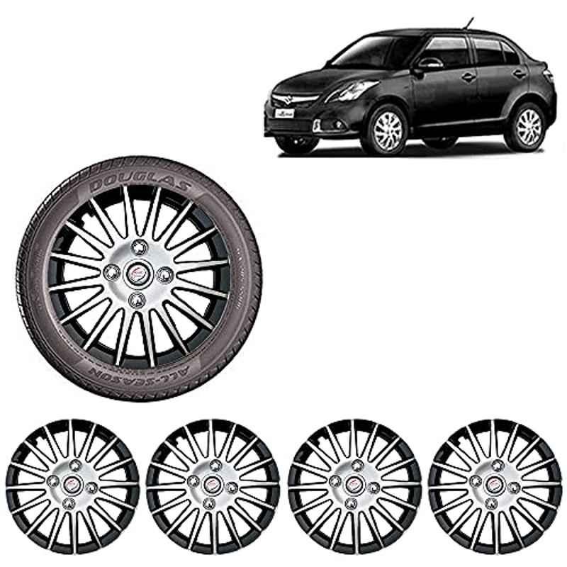 Auto Pearl 4 Pcs 14 inch ABS Silver & Black Car Wheel Cover Set for Maruti Suzuki Swift