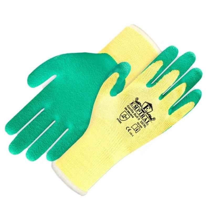 Empiral Gorilla Bull II E124573322 100% Polyester Yellow & Green Latex Coated Gloves, Size: XL