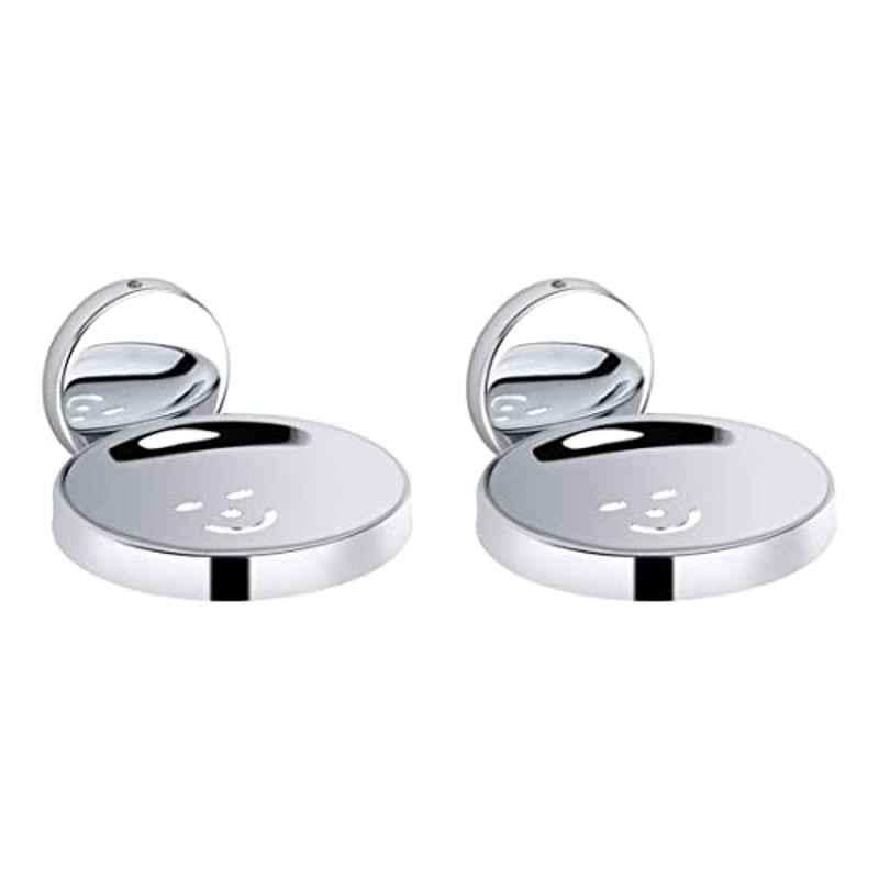 Aligarian Metal 304 Sliver Chrome Finish Wall Mounted Smiley Soap Dish (Pack of 2)
