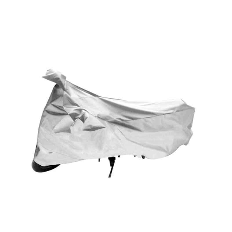 Riderscart Polyester Silver Waterproof Two Wheeler Body Cover with Storage Bag for TVS SPO Electric Start Alloy Wheel BS66