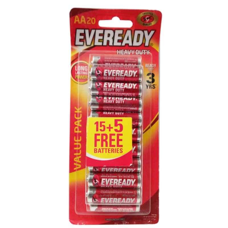 Eveready AA Zinc Heavy Duty Battery, 1015-BP (Pack of 20)
