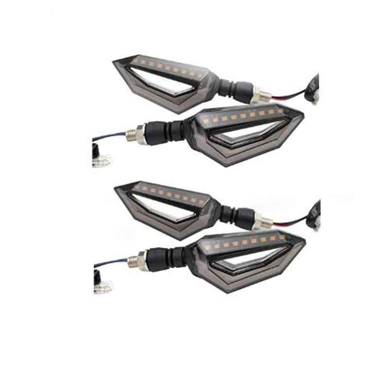 Ramanta 4 Pcs ABS Plastic White & Yellow Front & Rear LED Indicators Light Set for TVS Universal Bike