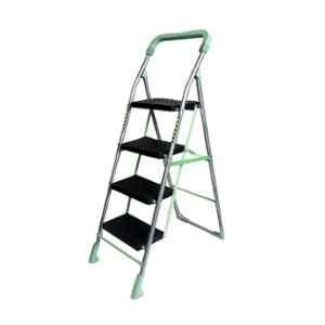 Inaithiram SL4SPR 150kg 4 Step Alloy Steel Parrot Green Powder Coated Foldable Step Ladder with Anti Slip & Safety Clutch Lock
