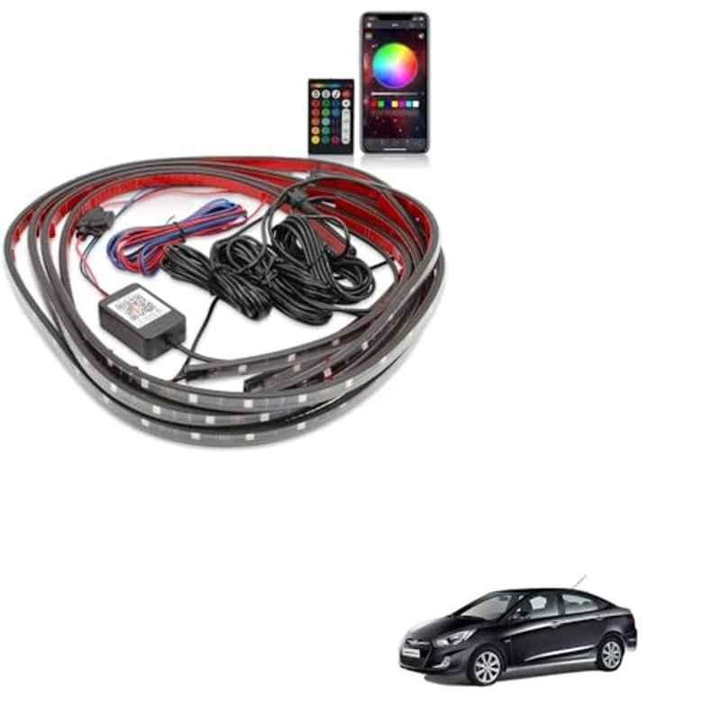 Kozdiko 12V Car Underbody Multicolor LED Strip Light Set with Wireless Remote for Hyundai Verna Fluidic