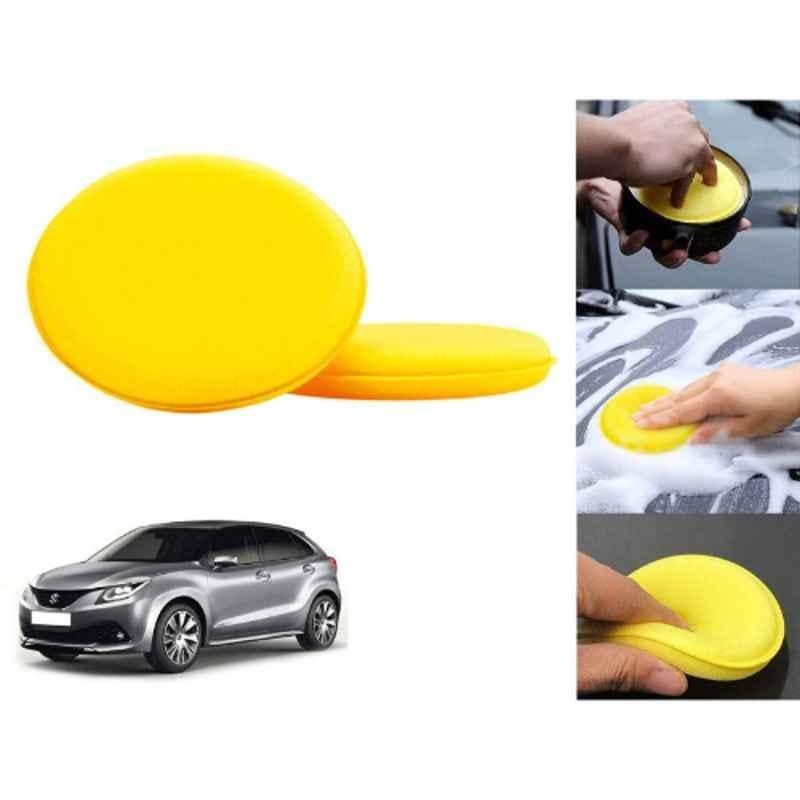 Auto Pearl Polyurethane Beige Washing & Waxing Polish Foam Sponge for Baleno New 2015-2019 (Pack of 2)