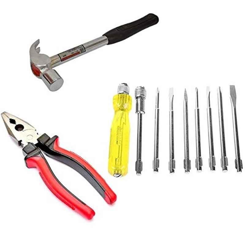 GIZMO 8 Pcs Screwdriver with Tester, 1/2 inch Steel Hammer & Cutting Plier Kit