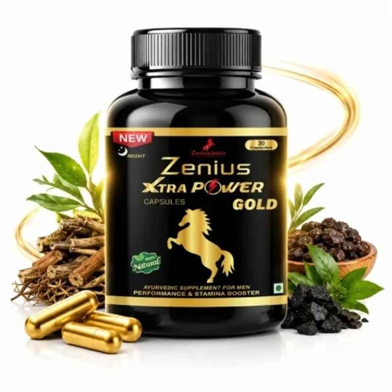 Zenius India 30 Pcs Xtra Power Gold Night Capsule with withania Somnifera, Terminalia Arjuna, Asparagus Adscendens for Supports Male Reproductive Health