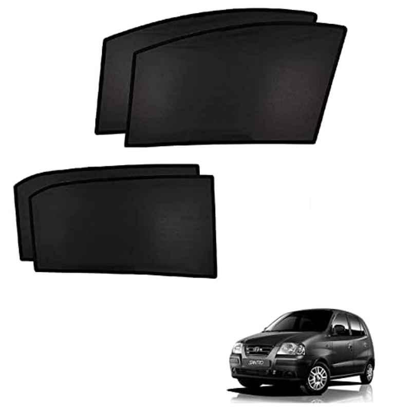 Kozdiko 4 Pcs Custom Fit Non Magnetic Curtains Mesh Car Sun Shade Set for Hyundai Santro Xing