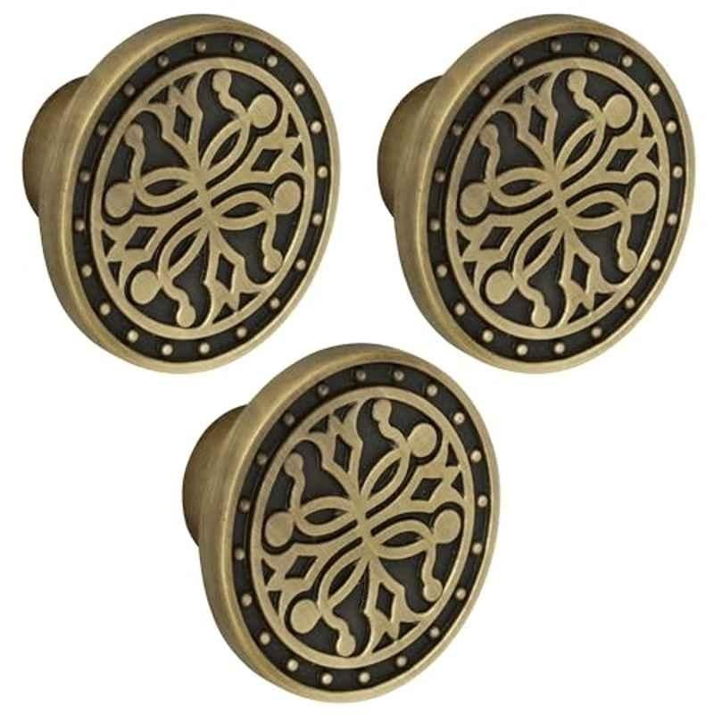 Plantex Knobs for Drawer/Round Drawer Knobs/Knobs for Cabinets/Pull-Push Knobs for Kitchen/Bedroom Drawer (Pack of 3) DTK-301, Antique Brass