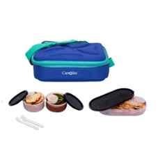 Carrolite 650ml Blue & Black Plastic Lunchbox, Black_P-06 (Pack of 5)
