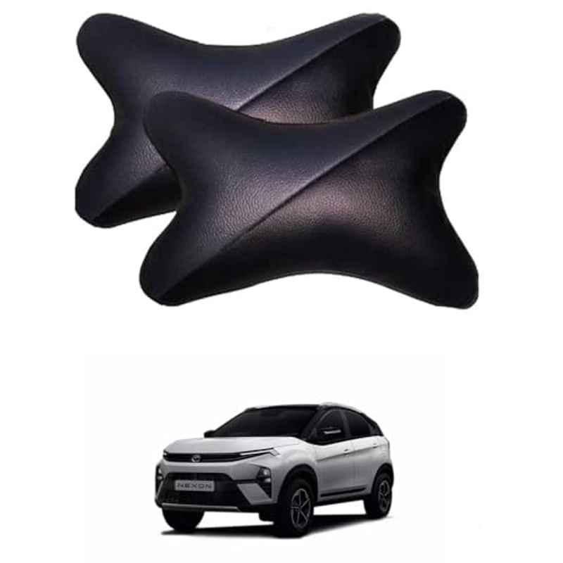 Kozdiko 2 Pcs Grey Black Neck Rest Cushion Pillow Set for Tata Nexon Facelift 2023-Present
