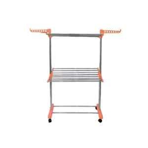 ProHome 100kg Steel Orange 2 Tier Floor Cloth Dryer Stand with Wheels, PROHOME-CD-005-2T-ORANGE