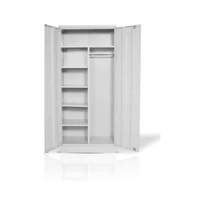 180x40x90cm Stainless Steel Grey Cabinet Cupboard with Hangers Storage Key Lock