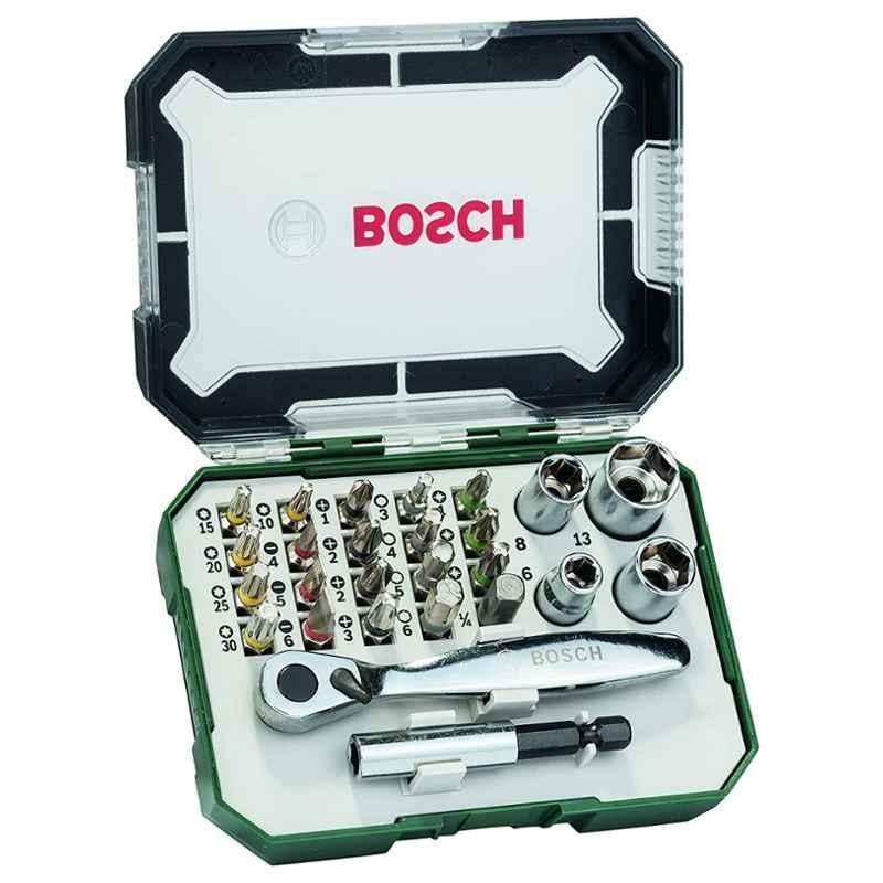 Bosch 26 Pieces Screwdriver Bit & Ratchet Set, 2607017322