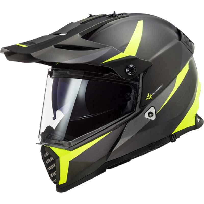 LS2 MX436 Pioneer Evo Router Polycarbonate Black & Yellow Full Face Helmet, LS2HMX436PERBYML, Size: L