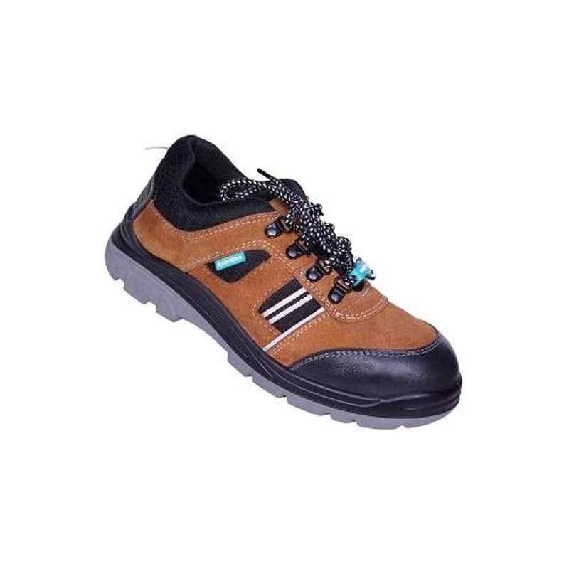 Ash-Wan ALPHA-BR7 Leather Steel Toe Brown Work Safety Shoes, Size: 7