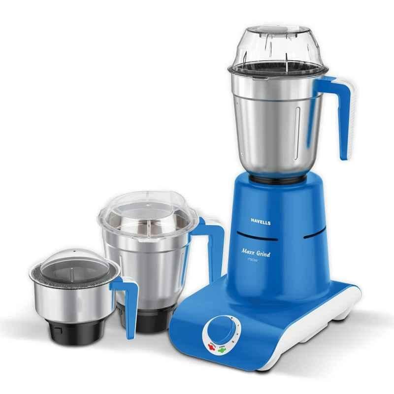 Havells Maxx Grind 750W Blue Mixer Grinder with 3 Jars, GHFMGBKB075