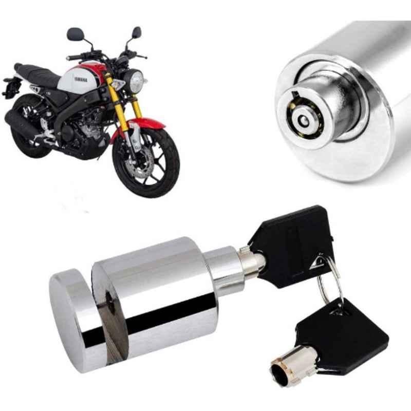 Auto Pearl Stainless Steel Silver Heavy Duty Anti Theft Motorcycle Disc Brake Lock, Lock_547