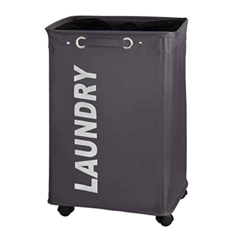 Wenko Bin Quadro 79L Polypropylene Grey Laundry Basket, 3450112100