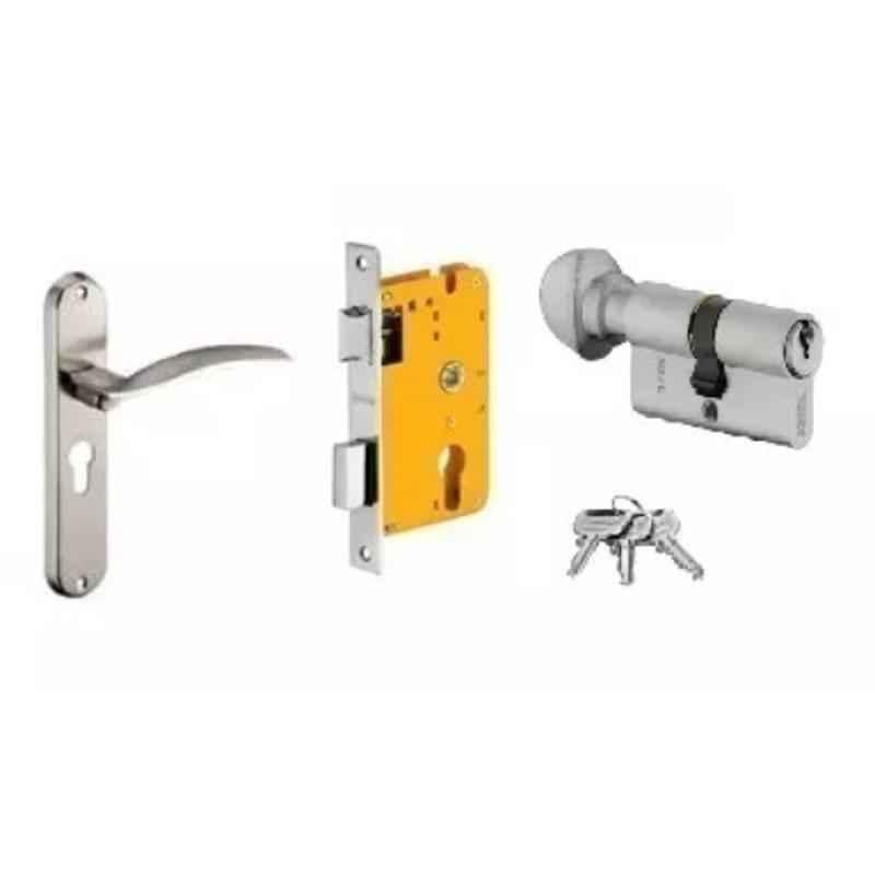 Dorset HL Series Celio 60mm Stainless Steel Silver Chrome Finish Door Handle Lock Set with Knob & Key (Pack of 3)