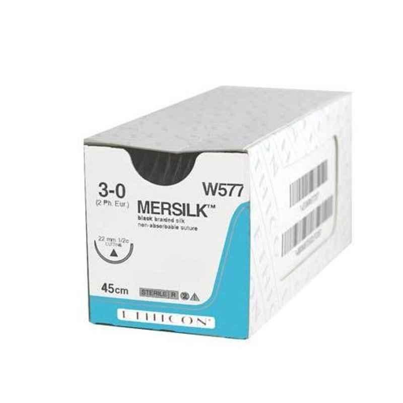 Ethicon SW906 12 Pcs Dyed Black Monofilament Sterile Suture Box, Size: 16 mm