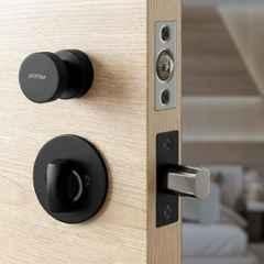 Plantex Stainless Steel Black Pull Push Door Handle Lock Set for Bathroom