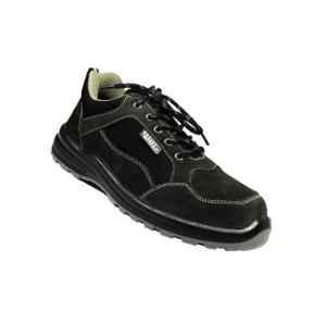 Coffer Safety M1034 Leather Steel Toe Black & Grey Work Safety Shoes, 82346, Size: 6