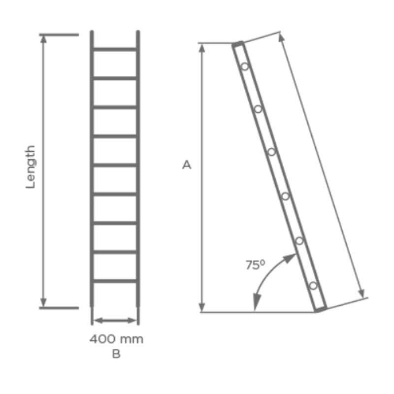 Topman 10 Step Fiber Glass Straight Ladder, FRPSL10