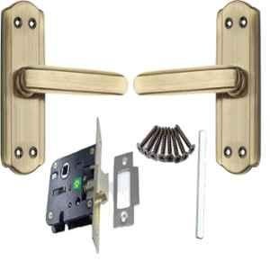 Ojass Alloy Steel Antique Brass Finish Keyless Bathroom Mortise Door Lock Set with Baby Latch, BLL+S05BAB1
