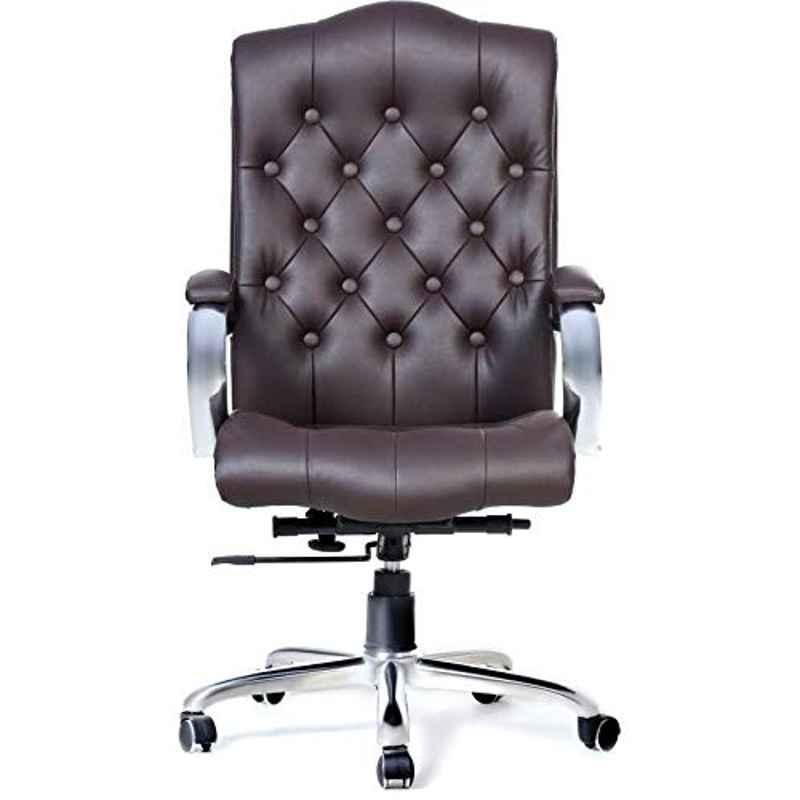 KDF Mart Upholstery Fabric Brown Medium Back Adjustable Executive Swivel Chair with Back Support, MIS113