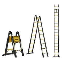 Corvids 18 Step 18.5 ft Iron & Carbon Steel A-Type Foldable Extension Telescopic Ladder, CCLT-D56IR