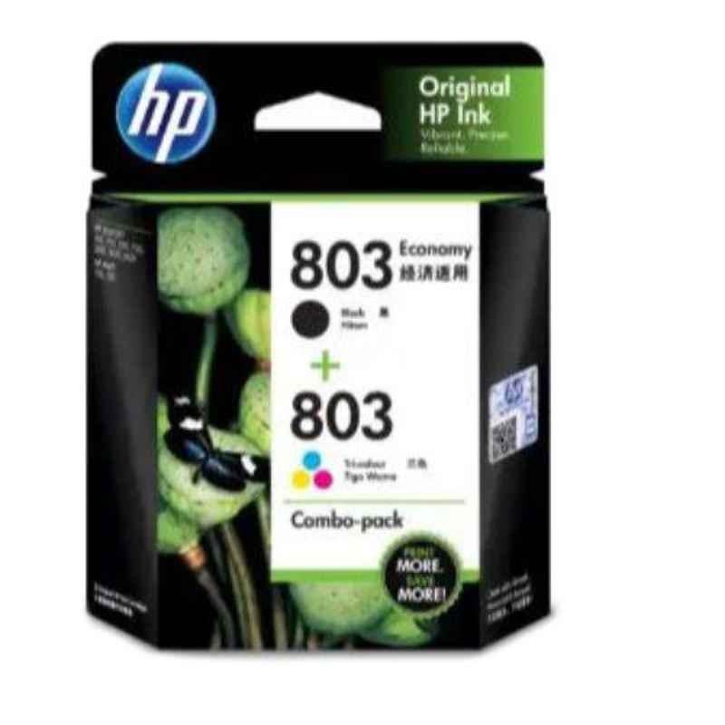 HP 803 Dual Pack Economy Black/Tri-color Original Ink Cartridges, 3YP93AA